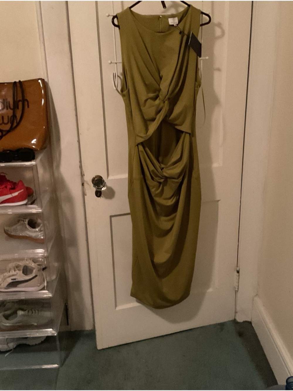 ASOS Curve Olive Draped Sleeveless Midi Dress